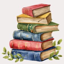 Vintage Watercolor Books Stack Clipart
