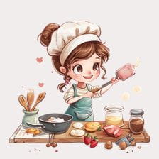 Cute Chef Girl Baking Pastry Clipart