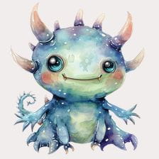 Cute Watercolor Dragon Clipart