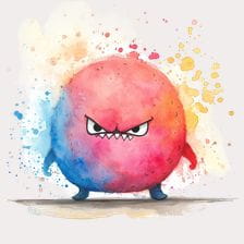 Angry Watercolor Monster Clipart