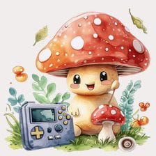 Cute Mushroom Gamer Clipart