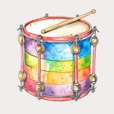 Rainbow Kids Drum Clipart