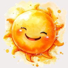Smiling Sun Watercolor Clipart