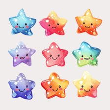 Cute Rainbow Watercolor Stars Clipart