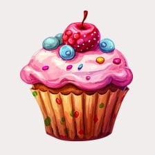 Cherry Topped Pink Cupcake Clipart