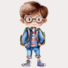 Cute Boy With Backpack Clipart