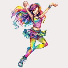 Colorful Girl Jumping Clipart