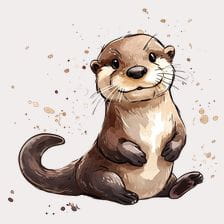 Adorable Baby Otter Watercolor Clipart