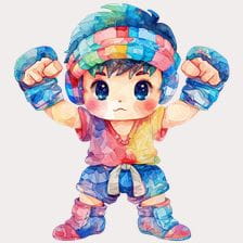 Cute Watercolor Boxer Kid Clipart