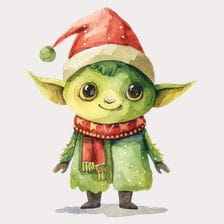 Cute Christmas Elf Watercolor Clipart
