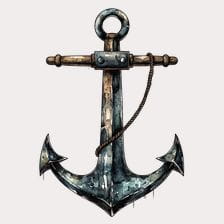 Vintage Watercolor Nautical Anchor Clipart