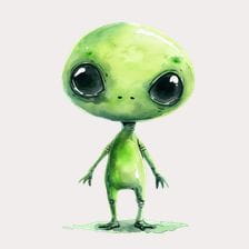 Cute Watercolor Alien Clipart