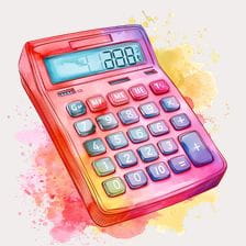 Vintage Watercolor Calculator Clipart
