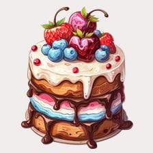 Delicious Strawberry Blueberry Cake Clipart