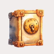 Vintage Metal Safe Box Clipart