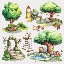 Cartoon park elements clipart