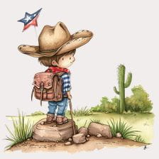 Cowboy Kid Exploring texas Clipart