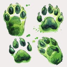 Green Watercolor Dog Paw Prints Clipart
