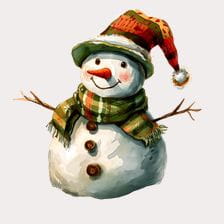Smiling Snowman with Hat and Scarf Clipart