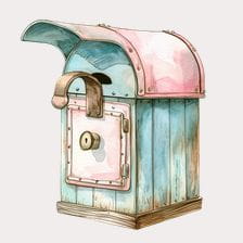 Vintage Watercolor Mailbox Clipart