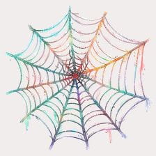 Watercolor Rainbow Spider Web Clipart