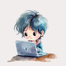 Cute Boy Study On Laptop Clipart