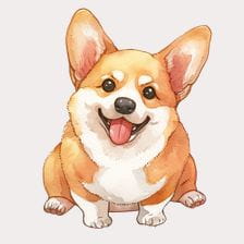 Cute Cartoon Dog Watercolor Clipart