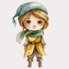 Cute Watercolor Girl Clipart