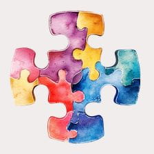 Watercolor Puzzle Pieces Teamwork Clipart