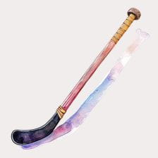 Vintage watercolor field hockey stick clipart
