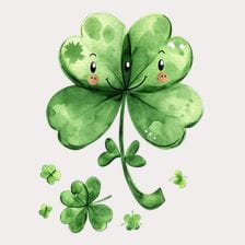 Cute Smiling Four Leaf Clover Clipart