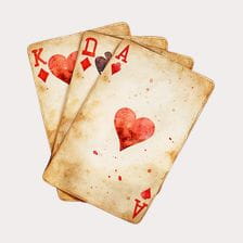 Vintage Watercolor Playing Cards Clipart