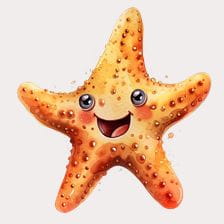 Cute Smiling Starfish Watercolor Clipart