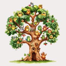 owl family tree clipart