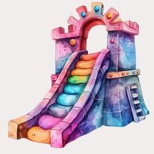 Rainbow Castle Bounce House Climber Slide