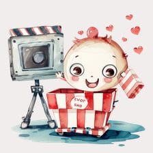 Cute Baby in a Show Box Clipart