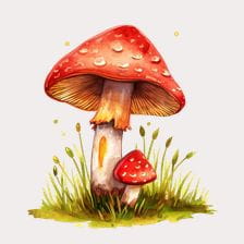 Red and white mushroom clipart