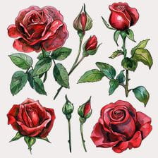 red rose flower watercolor clipart