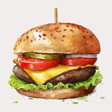 Watercolor Hand Drawn Burger Clipart