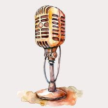 Vintage Retro Microphone Watercolor Clipart