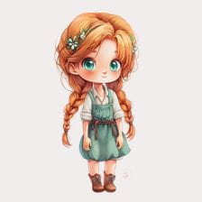Cute Cartoon Girl With Flowers In Her Hair Clipart