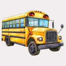 School Bus Watercolor Clipart