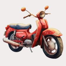 red watercolor moped clipart