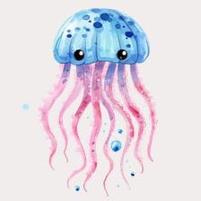 Cute Watercolor Jellyfish Clipart