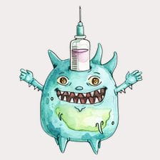 Happy Virus with Syringe Clipart