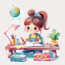 girl studying clipart