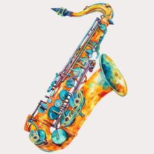 Watercolor Saxophone Clipart