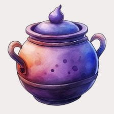 Watercolor Purple Witch Pot Clipart
