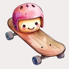 Kawaii potato on a skateboard clipart