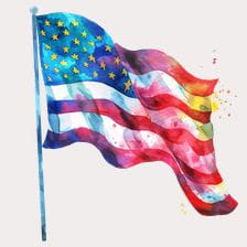 watercolor american flag clipart